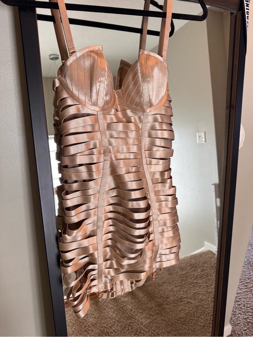 Sexy Bordelle Adjustable Angela Dress in Caramel - Picture 2 of 8